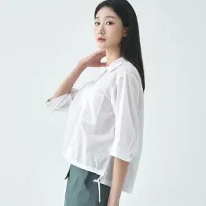 [지센] 여성 오픈카라 스트링 블라우스 LCWSO424_WH