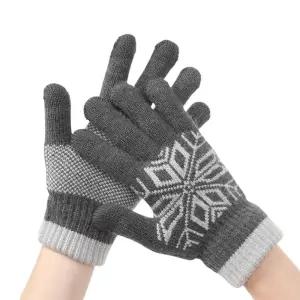 눈꽃 스마트폰 터치 니트장갑 (그레이) DK96따뜻한 겨울 방한털 용품 두꺼운 팬시 패션