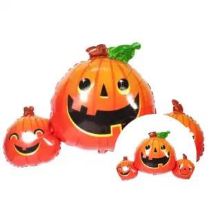 웃는 호박 삼형제 슈퍼쉐입 스마일리 펌프킨 트리오 할로윈 은박풍선 캐릭터 대형 호일 벌룬용