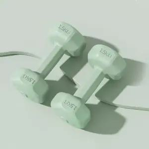 육각 덤벨 소형 아령 1.5kg 2개 그린 국산 홈트 레이닝 집에서운동하기 근력 헬스장 기구 고무