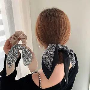 [셀러허브]헤어끈 머리끈 실크머리끈 곱창머리끈 무늬 실크 스카프 ELH-016 (S28533966)