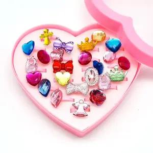 크라운 리본 하트 러블리 반지 24종세트 4세여아 악세 사리 아동집게핀 유아