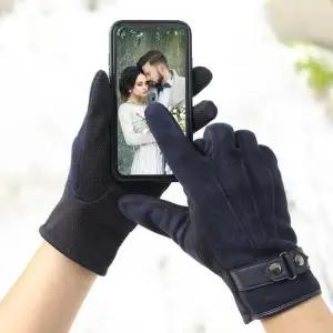 이시아르 네이비 휴대폰 터치 스웨이드 장갑 여성장갑