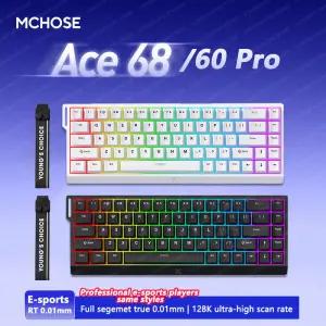 Mchose Ace68 Ace 60 Pro 유선 게이밍 마그네틱 키보드 8000Hz SOCD/Rs 0.08ms 256K 스캔 속도 RT 0.001mm