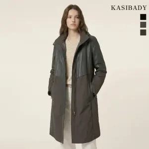 카시바디 하이넥 레더 믹스 코트1203508