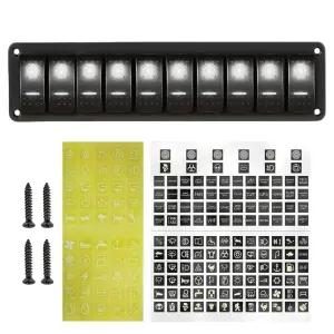 10 갱 마린 알루미늄 방수 로커 RV 요트 화이트 토글 트럭 대시 포함 5핀 켜기끄기 선박용 백라이트 스위치