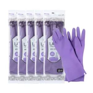 갤러리아 크린랩 천연 라텍스 레이스 바이올렛 고무장갑 소 5개