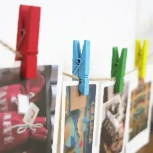 빨래집게 컬러 미니집게 10p 사진줄 노끈세트 벽장식 인테리어소품 포토라인