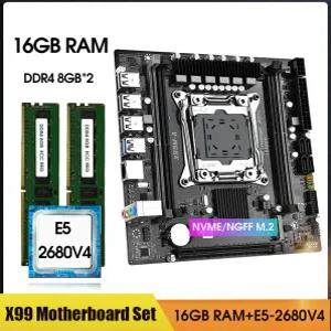 X99 메인보드 LGA 2011-3 키트 제온 e5 2680 V4 CPU 완전 세트 및 16GB DDR4 2133MHz REG ECC 메모리 x99