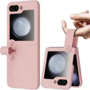 삼성 갤럭시 Z 플립 5 핑거 스트랩 포함 케이스 실리콘 안전한 그립 가로 서기 스타일리시한 귀여운 여성용