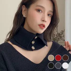 도톰 두께 따뜻한 니트 단추 포인트 여성 터틀넥 워머