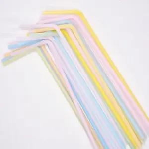 (100개 ) 일회용 5mm 주름 파스텔 자바라 빨대 벌크/식자재/음료수/장식/주스/텀블러/플라스틱/긴빨대/음료