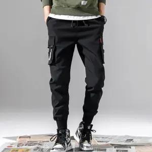 양쪽 포켓 포인트 허리 밴딩 레귤러핏 카고 조거 팬츠 남자통바지 캠핑패션 트레이닝복