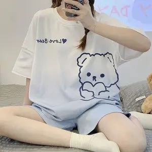 캐주얼 반팔 세트 여자여름잠옷 패션 시원한여성잠옷 홈웨어