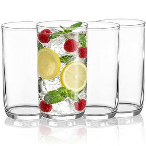 버그랜더 하이볼 안경 세트 4pc, 14온스 높이의 PET 투명 플라스틱 음용 콜린스 안경, 재사용 가능한 물 유리컵, 음료용 바 유리 제품 텀블러, 맥주, 주스, 우유, 모히토,