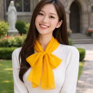 국내산 골든옐로우색상 쉬폰 롱스카프 봄 여름 데일리 부활절 행사