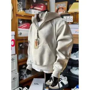 남성용 후드집업 점퍼 그레이 반집업 후드 봄가을 쇼트 하이넥 힛템