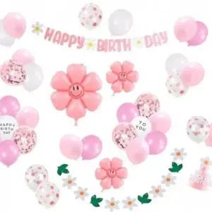 컨페티 도트 생일 파스텔 데이지 풍선 가랜드 세트