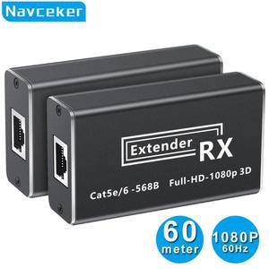 N운동ceker 60m HDMI to 익스텐더 1080P UTP Cat6 POE IR RJ45 PC HDTV 용 비디오 송신기 어댑터