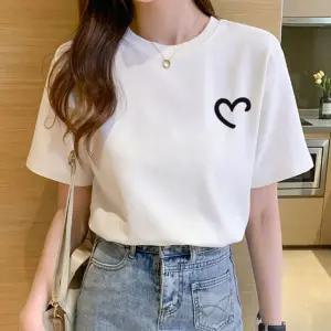 여성 순면 캐주얼 스탠다드핏 흰티 라운트 반팔티 기본반팔티 학생티