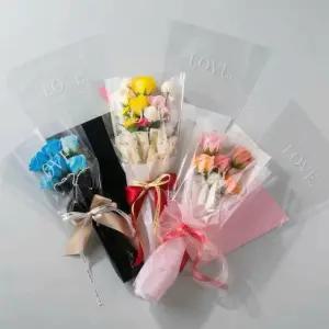 LOVE 레터링 하프컬러 꽃다발봉투 1장 봉투형 셀프 꽃포장지 투명 컬러 opp 비닐 diy 꽃다발 만들기 재료