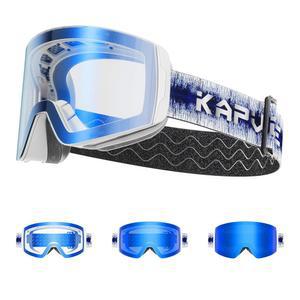 KAPVOE 포토크로믹 스키 고글 스노보드 OTG 스노우글라스 마그네틱 렌즈 남성 UV400 프로텍션 안티 포그 스케이팅 K718