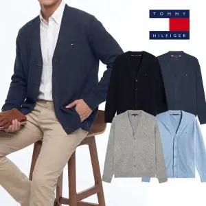 TOMMY  코튼 브이넥 버튼단추 남성 가디건 4 COLOR