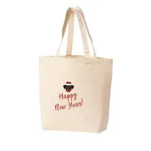 에코백 토트백 산타강아지 해피뉴이어 메리크리스마스 새해 그림