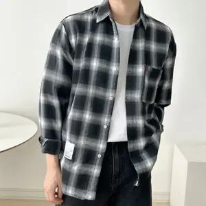 캐주얼 남자 체크 셔츠 오버핏 남성 루즈핏 셔츠 데일리 남방