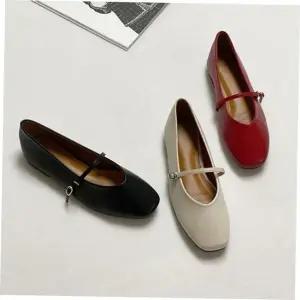 여자단화 각코 브이라인 스트랩 메리제인 플랫 여성 단화Y