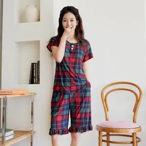 체크냉감세트_여_레드