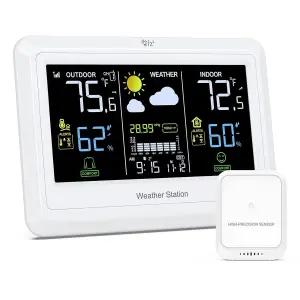 안킬로 기상 관측소 실내 실외 컬러 디스플레이 디지털 날씨 온도계 시계 포함 가정용 습도 모니터 경보