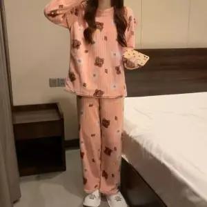 곰돌이 골지 극세사 상하의세트 따뜻한잠옷 홈웨어 신혼 이지웨어 부드러운