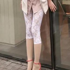 여자 여름 패션 7부 레깅스 코디 장미 꽃 무늬 레이스 mEQ2+5xtR