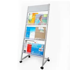 잡지꽂이 (카다록 거치대 611)3단 4단 이동식 스탠드