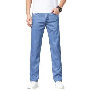 남자 일자핏 청바지 중장년 얇은 면 레이첼 스판 슬림 캐주얼 통바지 힛템