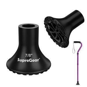 슈퍼기어 목발 팁(2개 세트), 고무 지팡이 팁 7/8인치, 미끄럼 방지 헤비 듀티 강화 모든 지형 교체용 발 패드 걷기용 및 스틱