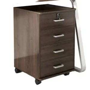 프리미엄 사무용 바퀴달린 1문 서랍장 월넛 40cm R57 3단서랍