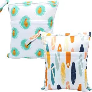 수영복 여행 목욕 해변 수영장 기저귀 요가 짐 가방 두 개 주머니가 있는 더러운 젖은 옷 어린이집 정리함