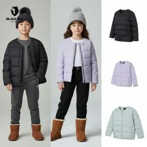 [백화점 출고] 블랙야크 키즈 패딩 남아 여아 이지 넥리스 경량 다운 자켓 RDS 덕다운 퀼팅 숏 점퍼