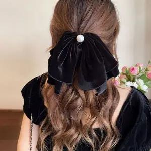빅사이즈 벨벳 리본 슈슈 진주 진주 포인트 슈슈 곱창밴드 헤어슈슈