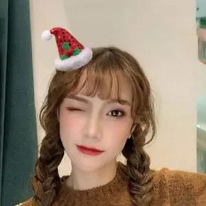 귀여운 산타 모자 머리핀 반짝이 크리스마스 머리핀 헤어핀 여자