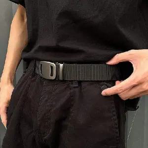 남녀공용 카고 허리벨트 자동버클 웨빙 스트랩 캐주얼 혁대