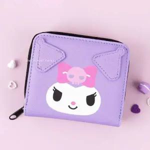 데일리 가죽 페이스 지갑 퍼플 미니멀 컴팩트 여성 반지갑