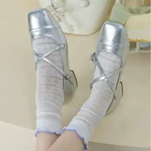 CCA85B0여성 통기성 면 혼합 펀칭 프릴 양말