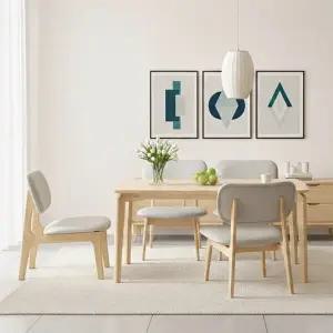 [신세계라이브쇼핑]낮은4인 원목식탁 책상테이블+의자4개 TR6043R (착불)