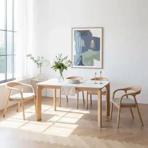 [신세계라이브쇼핑]내구성좋은 세라믹 4인 원목식탁+의자4개세트 TR6013R (착불)