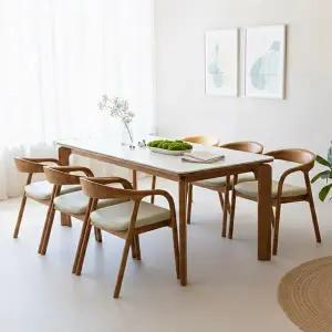 [신세계라이브쇼핑]내구성좋은 세라믹 6인 원목식탁+의자6개세트 TR6015R (착불)