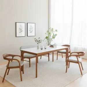 [신세계라이브쇼핑]내구성좋은 세라믹 6인 원목식탁+의자3개+벤치1개 TR6016R (착불)