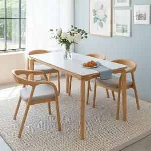 [신세계라이브쇼핑]슬림 원목 4인세라믹 식탁+의자4개세트 TR6021R (착불)